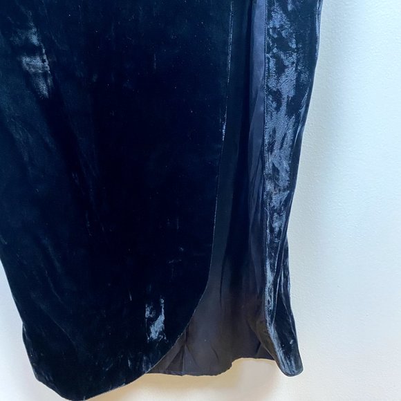 Roberta Evening Gown 13/14 Black Velvet Lace Sheath V-Neck Long‎ Slit Vintage - Picture 4 of 11